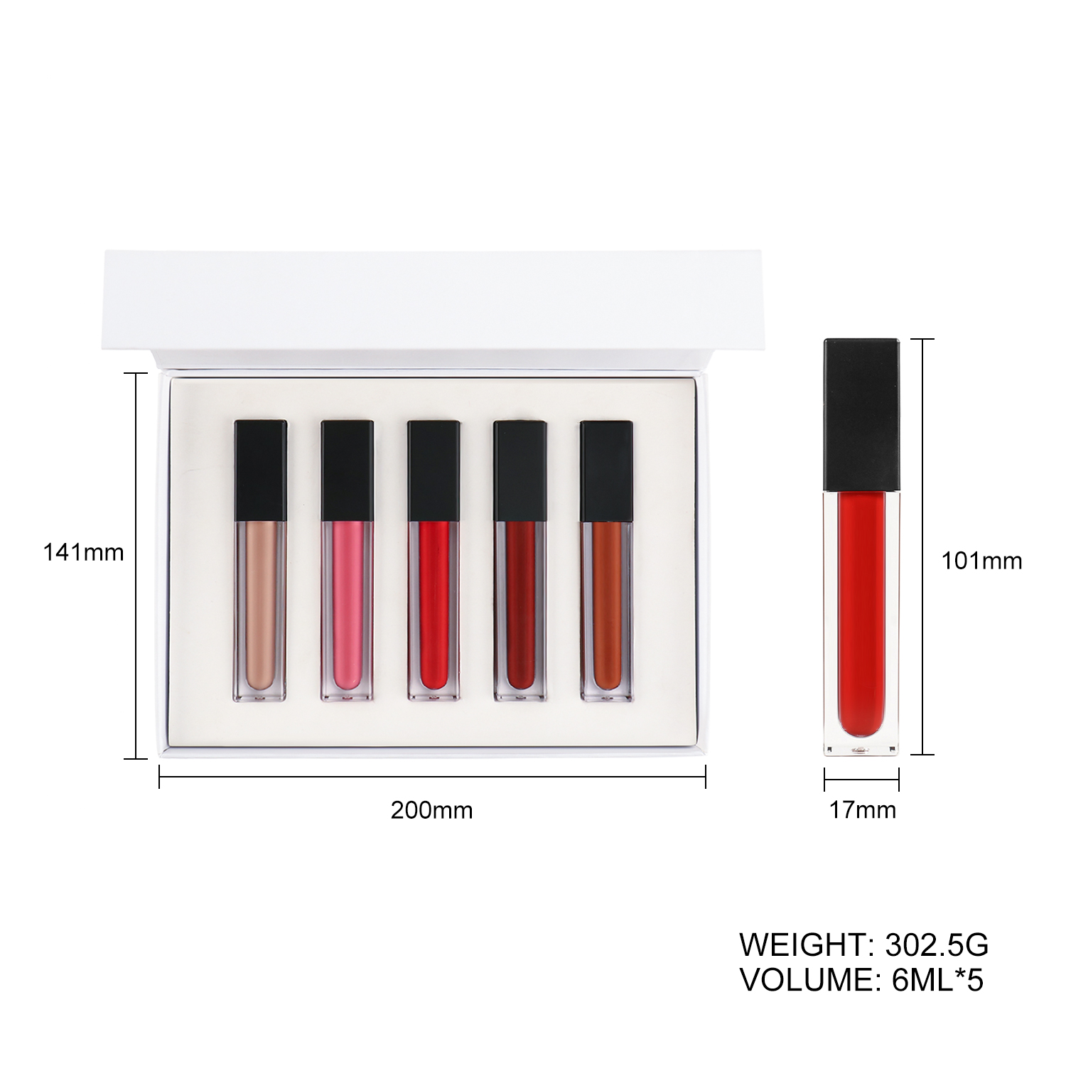 5 Shades Lip Gloss Set